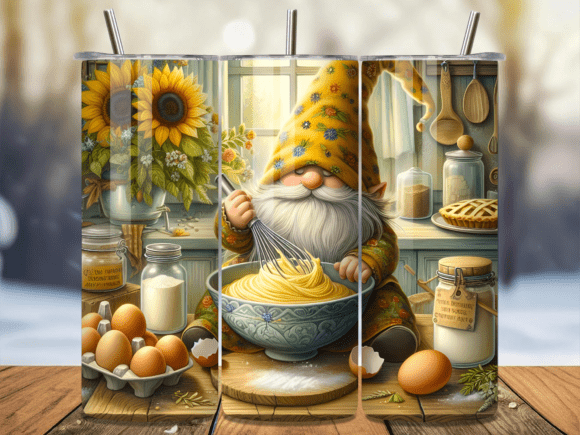 Baking Gnome Sunflower Tumbler Wraps: A Versatile Graphic Design Asset