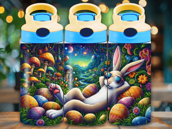 Bunny Sunglasses Flip Top Kids Tumbler: A Playful Graphic Design Asset for Branding and Marketing