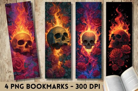 Burning Fire Skull Rose Goth Bookmark – A Print Template Review for Digital Sellers