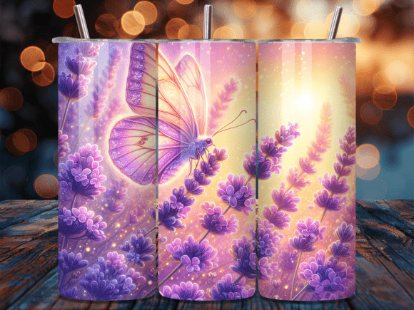 Butterfly Lavender Flower Tumbler Wrap: A Design Asset for Soft Branding