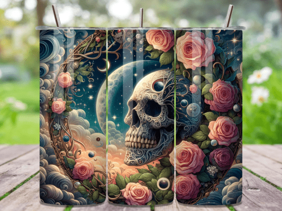 Celestial Moon Rose Skull Tumbler Wrap Review: A Versatile Design Asset for Bloggers and Publishers
