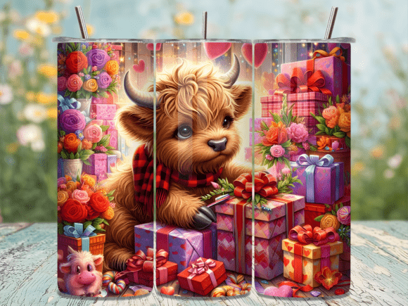 Cute Highland Cow Valentine Tumbler Wrap: A Designer’s Perspective on Festive Branding