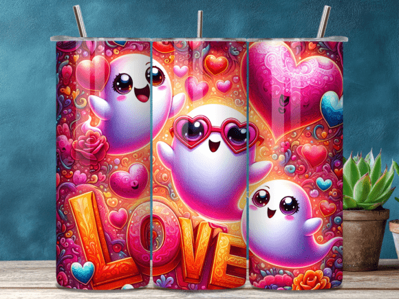 Cute Love Ghost Valentine Tumbler Wrap Review for Branding & Campaigns