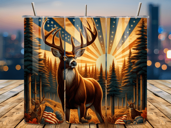 Deer American Flag Tumbler Wrap for Creative Sellers