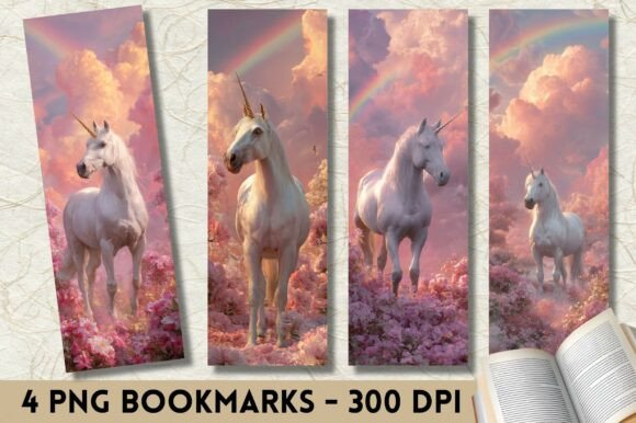Dreamy Rainbow Pink Floral Bookmark PNG for Creative Publishing