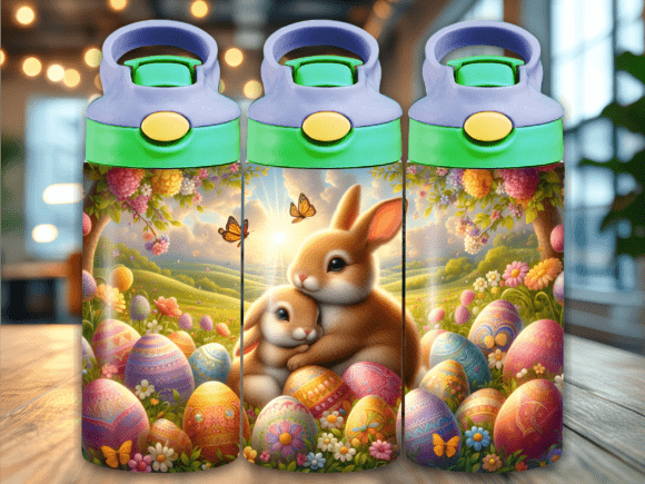 Easter Bunny Meadow Flip Top Kid Tumbler: A Fresh Design Asset for Springtime Content