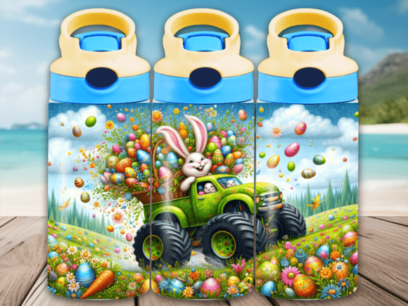 Easter Bunny Monster Truck Tumbler Wrap: A Playful Design Asset for Kids’ Branding