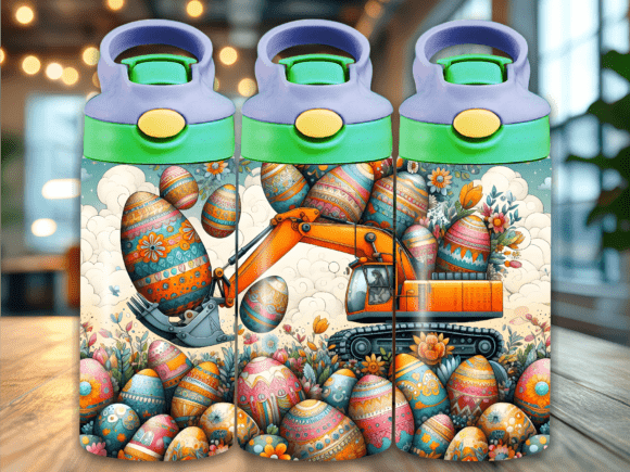 Excavator Egg Flip Top Kids Tumbler: A Playful Graphic Design Asset for Content Creators