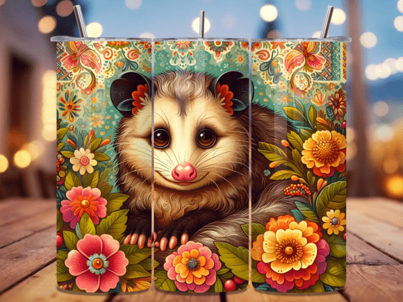 Floral Folk Art Opossum Tumbler Wrap Review