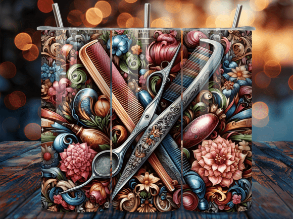 Floral Hair Stylist Scissors Tumbler Wrap Review: A Design Asset with Personality