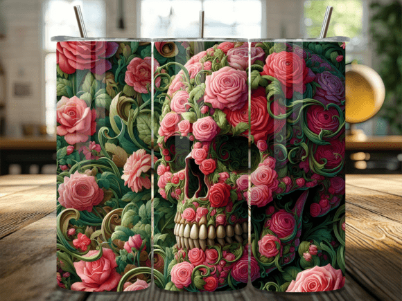 Floral Rose Garden Skull Tumbler Wrap: A Bold Branding Statement