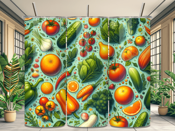 Fresh Garden Vegetable Tumbler Wrap PNG Review: A Vibrant Design Asset for Branding and Marketing