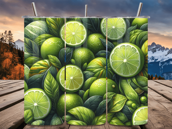 Fresh Green Lime Citrus Tumbler Wrap: A Vibrant Design Asset for Modern Branding