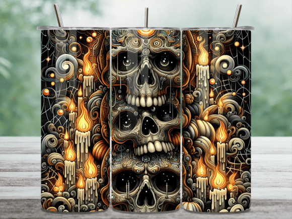Gothic Skull Candle Tumbler Wrap Embroidery Design Review