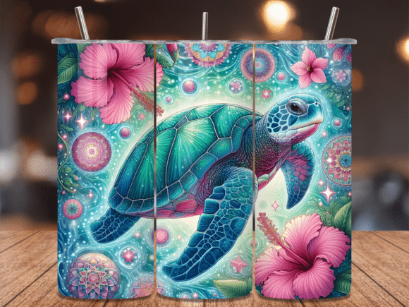 Hibiscus Flower Sea Turtle Tumbler Wrap: A Stylish Branding Asset for Local Businesses