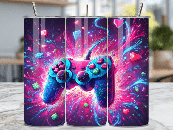 Neon Splash Game Controller Tumbler Wrap Review for Embroidery Projects
