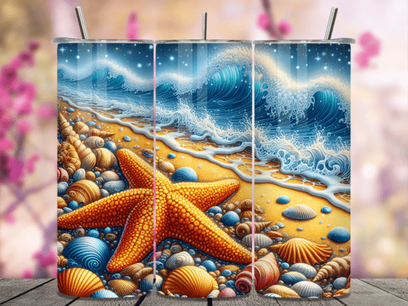 Ocean Wave Starfish Tumbler Wrap for Handmade Crafters