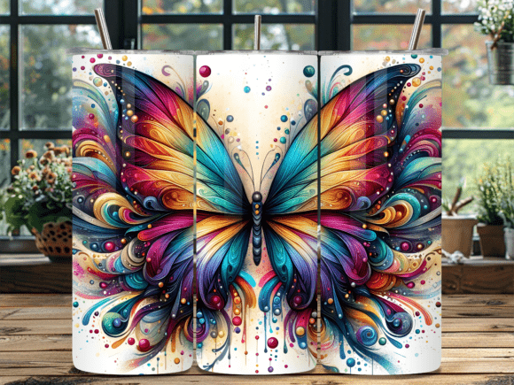 Paint Splash Butterfly Tumbler Wrap: A Stylish Design Asset for Content Creators