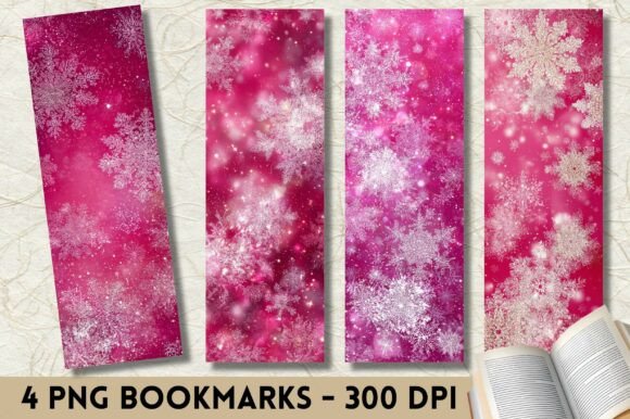 Pink Glitter Frozen Snowflake Bookmark: A Sparkling Graphic Design Asset for Local Branding