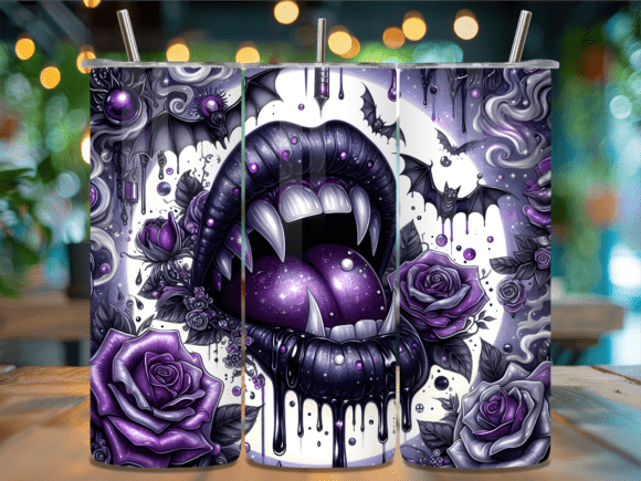 Purple Vampire Lips Gothic Tumbler Wrap: A Bold Design Asset for Themed Projects