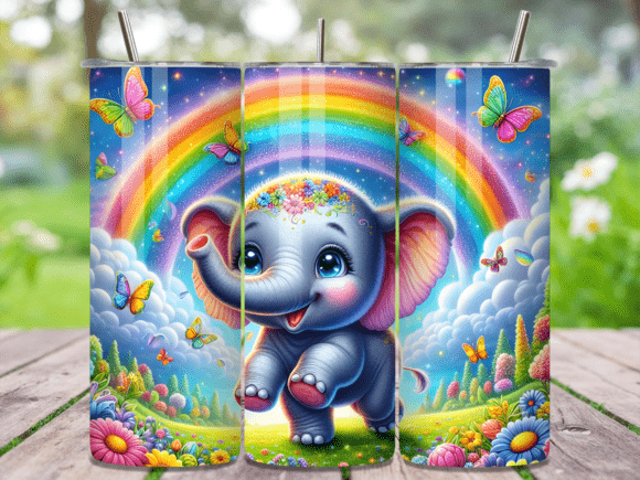 Rainbow Butterfly Baby Elephant Tumbler: A Versatile Graphic Design Asset for Content Creators