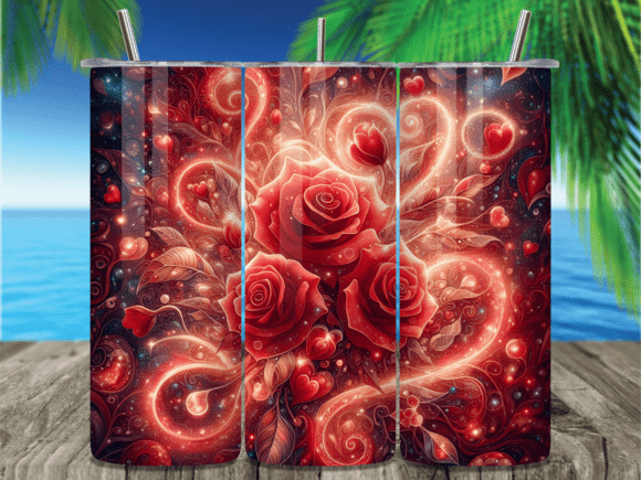 Red Rose Heart Bokeh Tumbler Wrap: A Romantic Design Asset for Branding and Merch