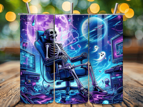 Skeleton Gamer Space Galaxy Tumbler Wrap Review: A Bold Visual for Creative Branding