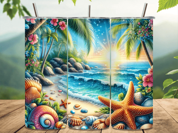 Tropical Beach Starfish Tumbler Wrap Design Review