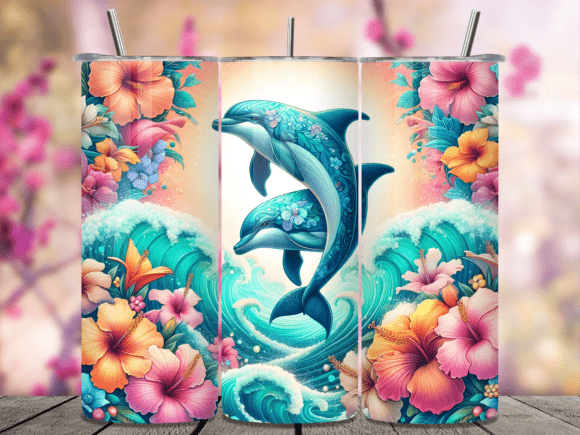 Tropical Sea Dolphin Tumbler Wrap Design: A Vibrant Visual for Creative Projects