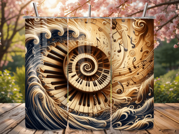 Vintage Swirl Piano Keys Tumbler Wrap for Authentic Branding