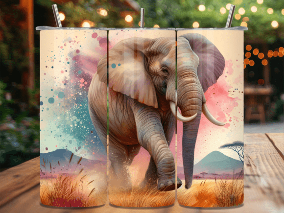 Watercolor Abstract Elephant Tumbler Wraps: A Designer’s Perspective